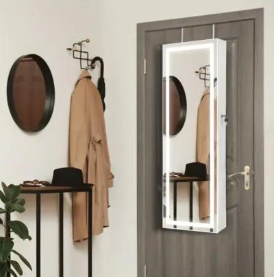 Hivvago Mirrored Jewelry Armoire with Full Length Mirror and 2 Internal LED Lights