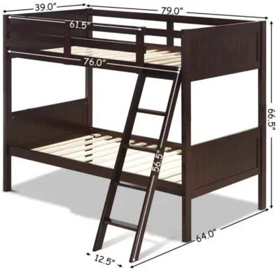 Hivvago Wooden Twin Over Twin Bunk Beds with Ladder and Safety Rail