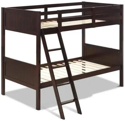 Hivvago Wooden Twin Over Twin Bunk Beds with Ladder and Safety Rail