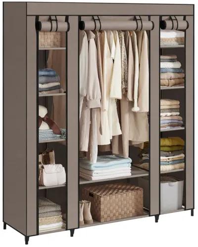 Portable Clothes Storage Solution with Shelves & Hanging Rail