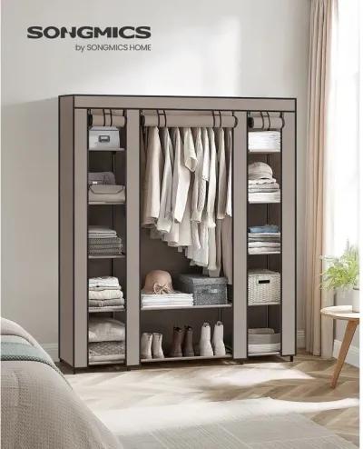 Portable Clothes Storage Solution with Shelves & Hanging Rail