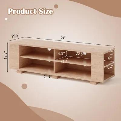 59 Inch Console Storage Entertainment Media Wood TV Stand