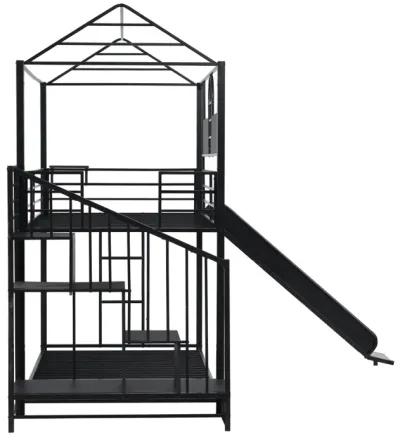 Metal Bunk Bed With Slide And Steps