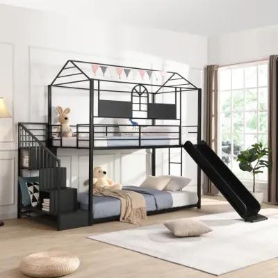 Metal Bunk Bed With Slide And Steps