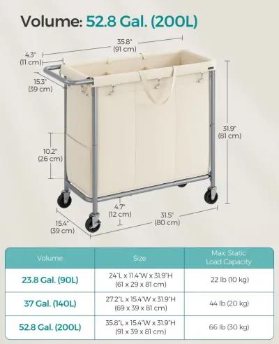 Laundry Basket with Wheels, Rolling Laundry Hamper