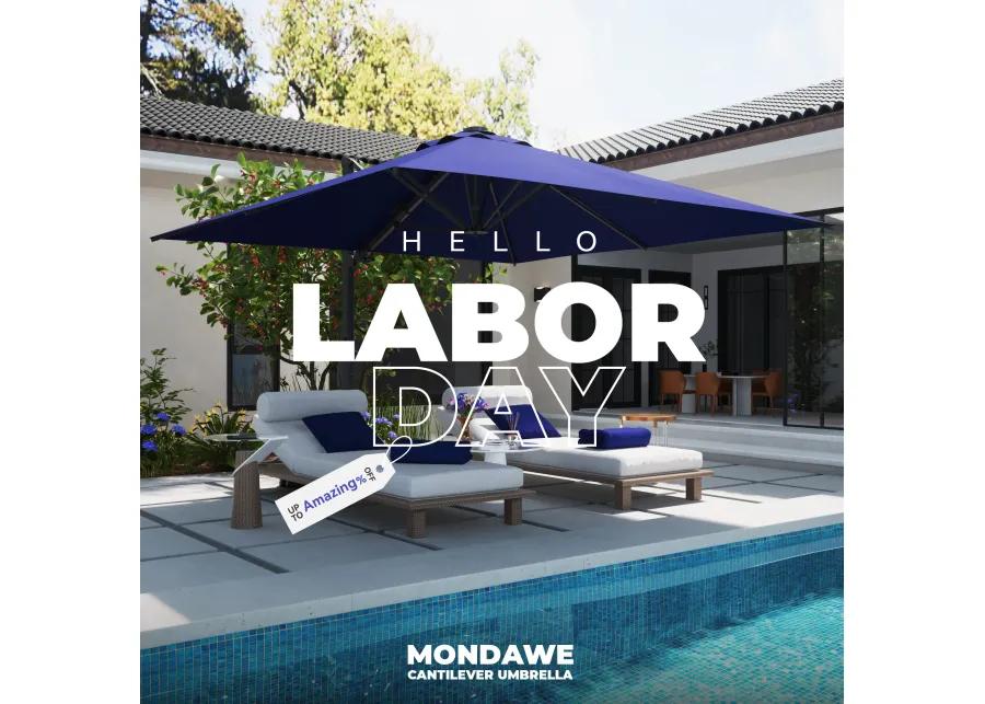 MONDAWE 10ft Square Cantilever Patio Umbrella with Included Base Weight for Outdoor Sun Shade