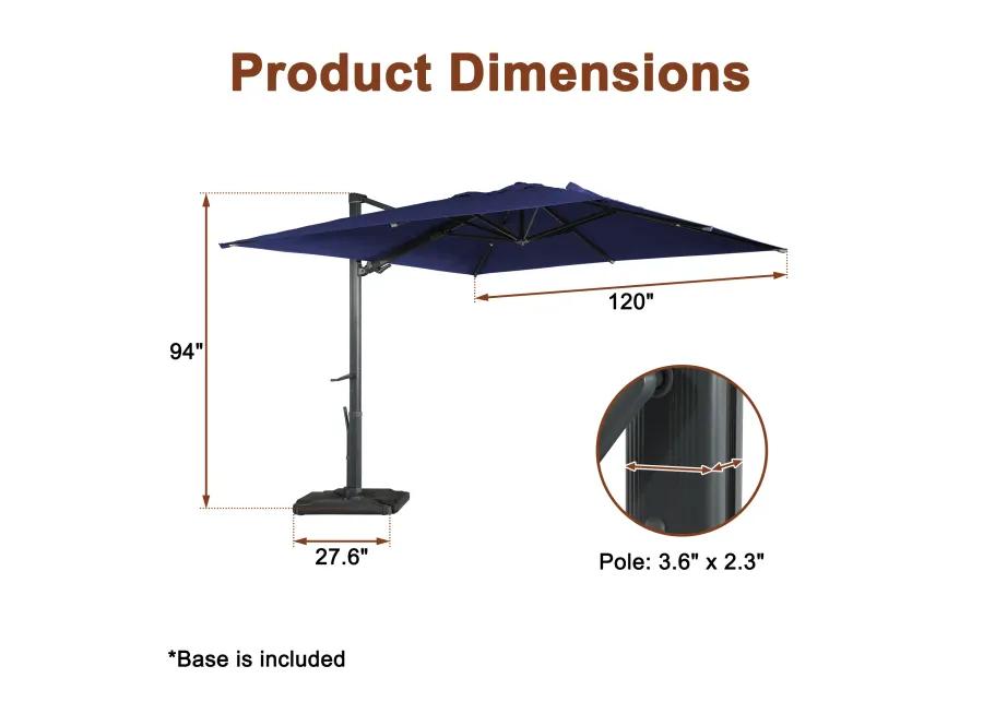 MONDAWE 10ft Square Cantilever Patio Umbrella with Included Base Weight for Outdoor Sun Shade