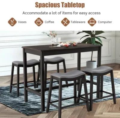 Hivvago 5-Piece Dining Set with 4 Upholstered Stools