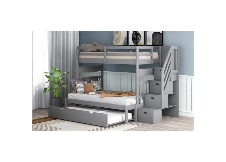 Twin Over Twin/Full Bunk Bed With Twin Size Trundle