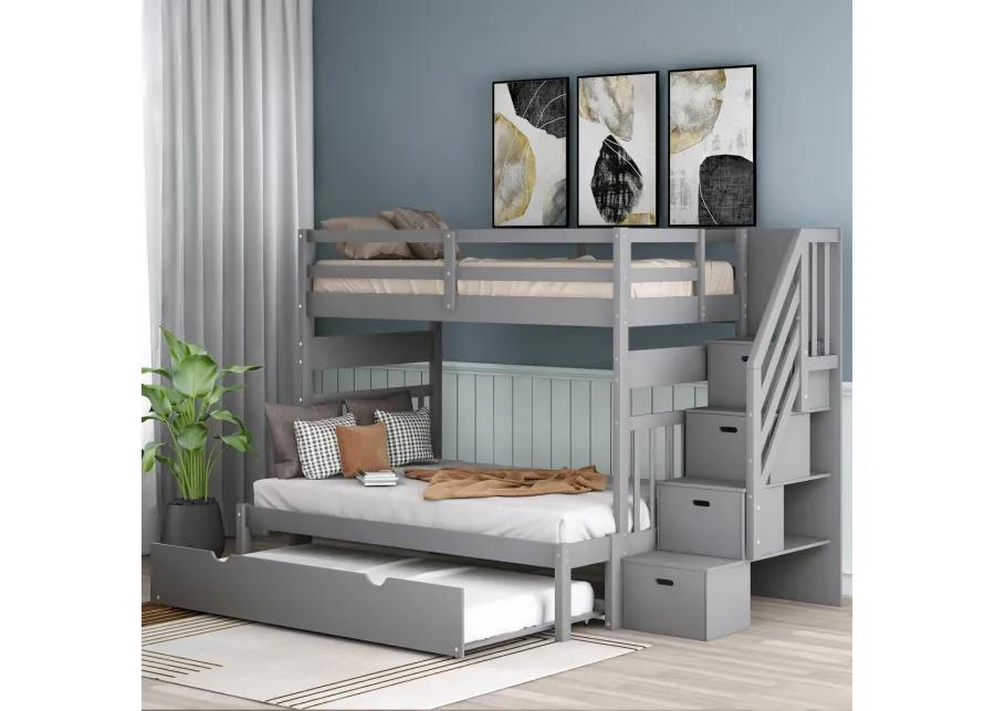 Twin Over Twin/Full Bunk Bed With Twin Size Trundle