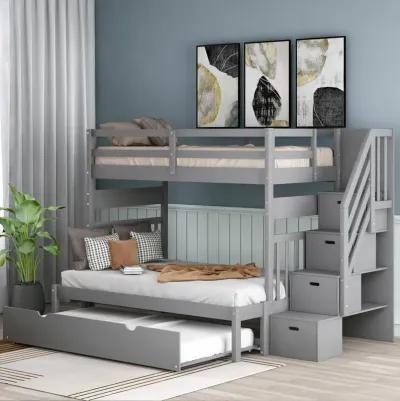 Twin Over Twin/Full Bunk Bed With Twin Size Trundle