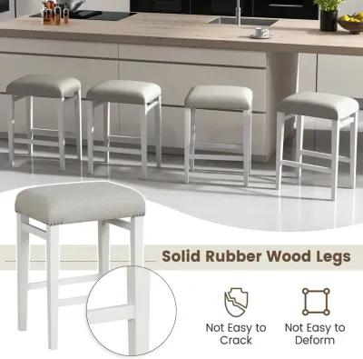 2 Pieces Backless Barstools with Padded Seat Cushions