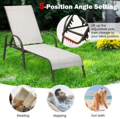 Adjustable Patio Chaise Folding Lounge Chair with Backrest