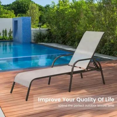 Adjustable Patio Chaise Folding Lounge Chair with Backrest