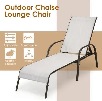 Adjustable Patio Chaise Folding Lounge Chair with Backrest