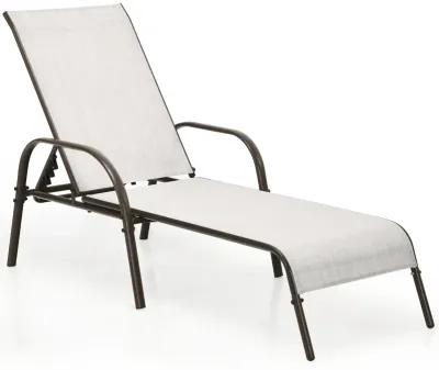 Adjustable Patio Chaise Folding Lounge Chair with Backrest