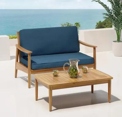 Merax Outdoor Patio Wood Loveseat with Coffee Table Set