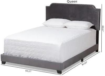 Baxton Studio Darcy Luxe and Glamour Dark Grey Velvet Upholstered King Size Bed