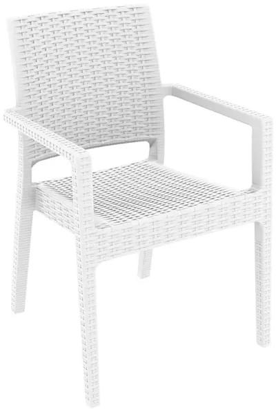 34" Gray Wickerlook Patio Stackable Dining Chair