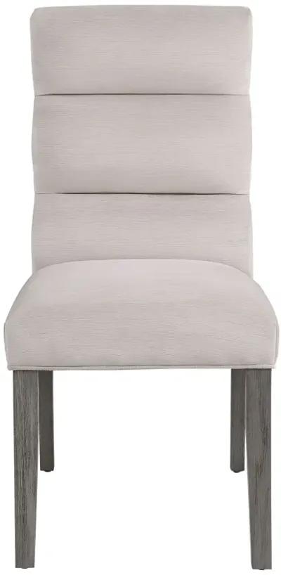 Cary Dining Chair Set of 2, Stone Gray Fabric, Tufted Foam Filled Cushion - Benzara