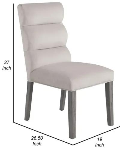 Cary Dining Chair Set of 2, Stone Gray Fabric, Tufted Foam Filled Cushion - Benzara