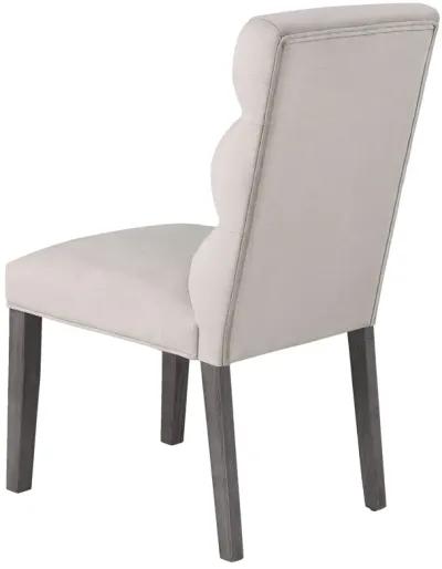 Cary Dining Chair Set of 2, Stone Gray Fabric, Tufted Foam Filled Cushion - Benzara