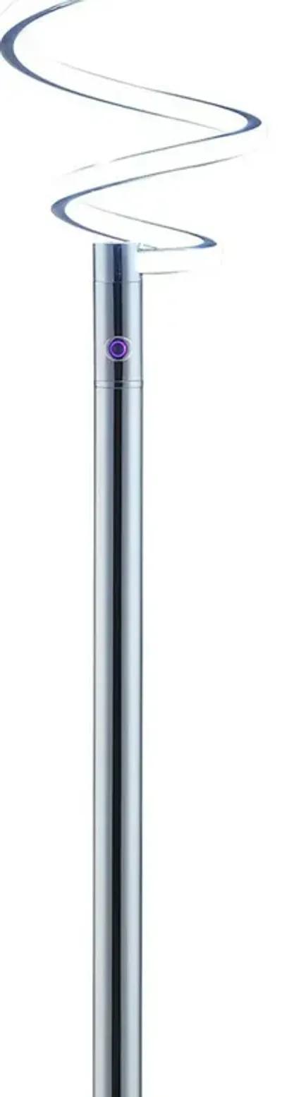 Sun 58 Inch Floor Lamp, Accent Twisted Modern Design, LED Chrome Base-Benzara