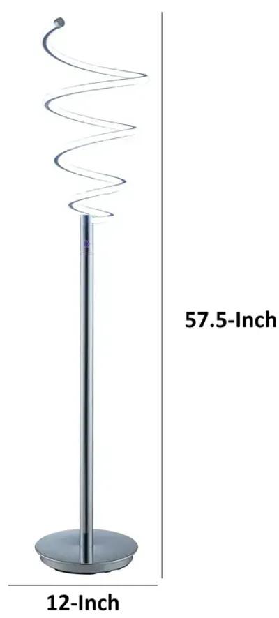 Sun 58 Inch Floor Lamp, Accent Twisted Modern Design, LED Chrome Base-Benzara