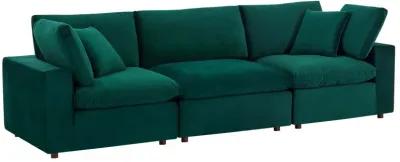 Commix Down Filled Overstuffed Performance Velvet 3-Seater Sofa