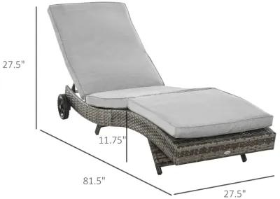 Grey Outdoor Lounger: Wicker Chaise with Adjustable Backrest