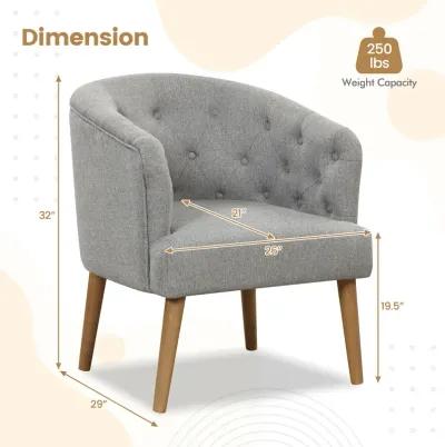 Upholstered Tub Chair with Solid Rubber Wood Legs and Adjustable Foot Pads for Living Room-Grey