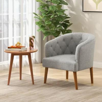 Upholstered Tub Chair with Solid Rubber Wood Legs and Adjustable Foot Pads for Living Room-Grey