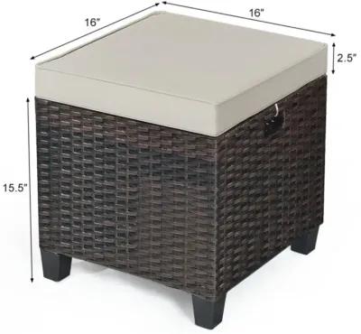 Hivvago 2 Pieces Patio Rattan Ottoman Set with Removable Cushions