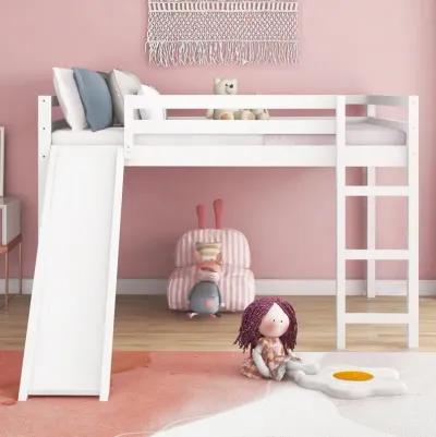 Loft Bed with Slide, Multifunctional Design, Full