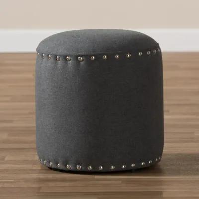 Baxton Studio Rosine Modern and Contemporary Light Grey Fabric Upholstered Nail Trim Ottoman