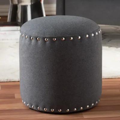 Baxton Studio Rosine Modern and Contemporary Light Grey Fabric Upholstered Nail Trim Ottoman