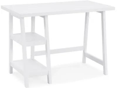 Contemporary Wood Writing Desk with Storage, White