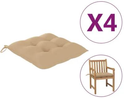 vidaXL Chair Cushions 4 pcs Beige 19.7"x19.7"x2.8" Fabric