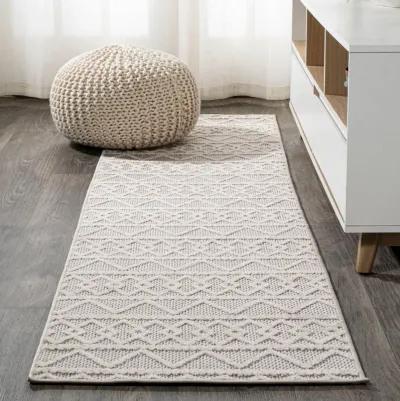 Aylan High-Low Pile Knotted Trellis Geometric Indoor/Outdoor Area Rug