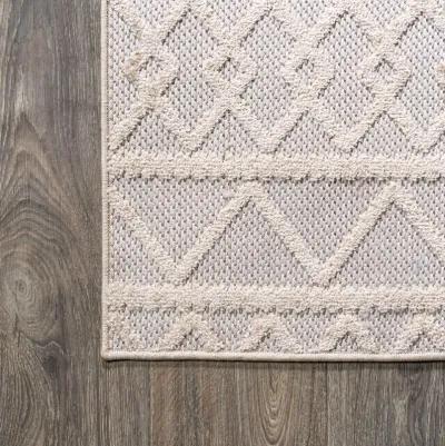 Aylan High-Low Pile Knotted Trellis Geometric Indoor/Outdoor Area Rug