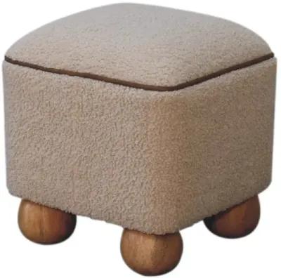 Serenity  Solid Wood Footstool Boulce Fabic  with Ball Feet