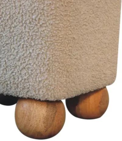 Serenity  Solid Wood Footstool Boulce Fabic  with Ball Feet