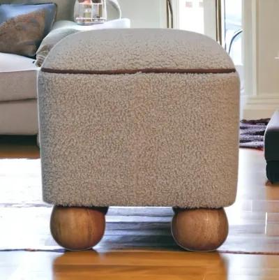 Serenity  Solid Wood Footstool Boulce Fabic  with Ball Feet