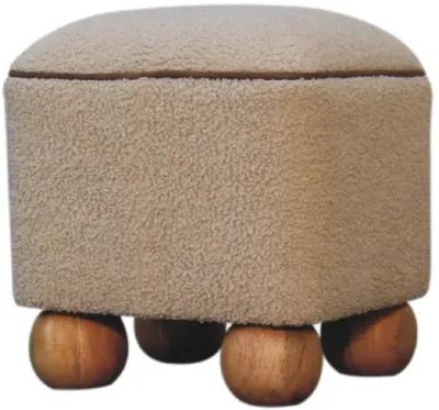 Serenity  Solid Wood Footstool Boulce Fabic  with Ball Feet