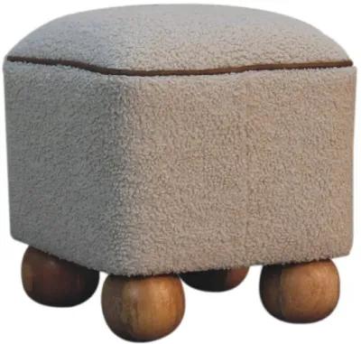 Serenity  Solid Wood Footstool Boulce Fabic  with Ball Feet