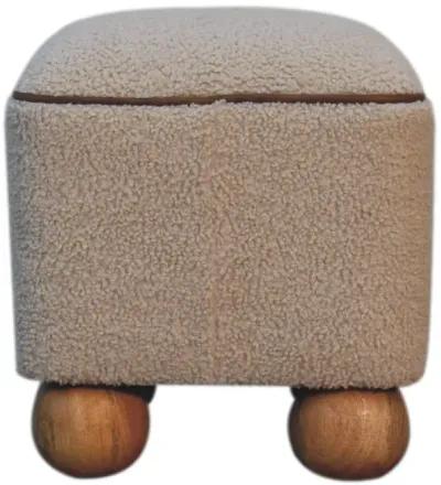 Serenity  Solid Wood Footstool Boulce Fabic  with Ball Feet