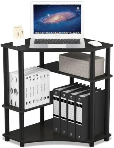 Furinno Furinno Turn-N-Tube Space Saving Corner Desk with Shelves, Espresso/Black 16098EX/BK