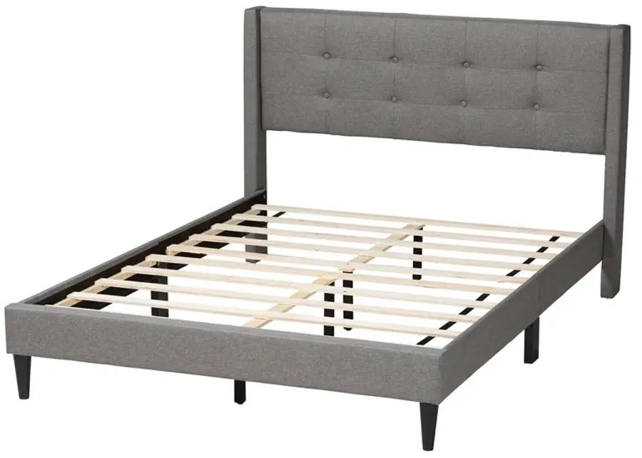 Baxton Studio Casol Mid-Century Modern Transitional Grey Fabric Upholstered Full Size Platform Bed