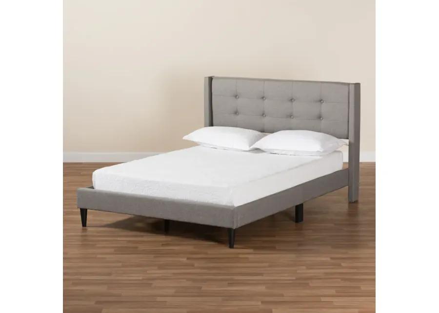 Baxton Studio Casol Mid-Century Modern Transitional Grey Fabric Upholstered Full Size Platform Bed