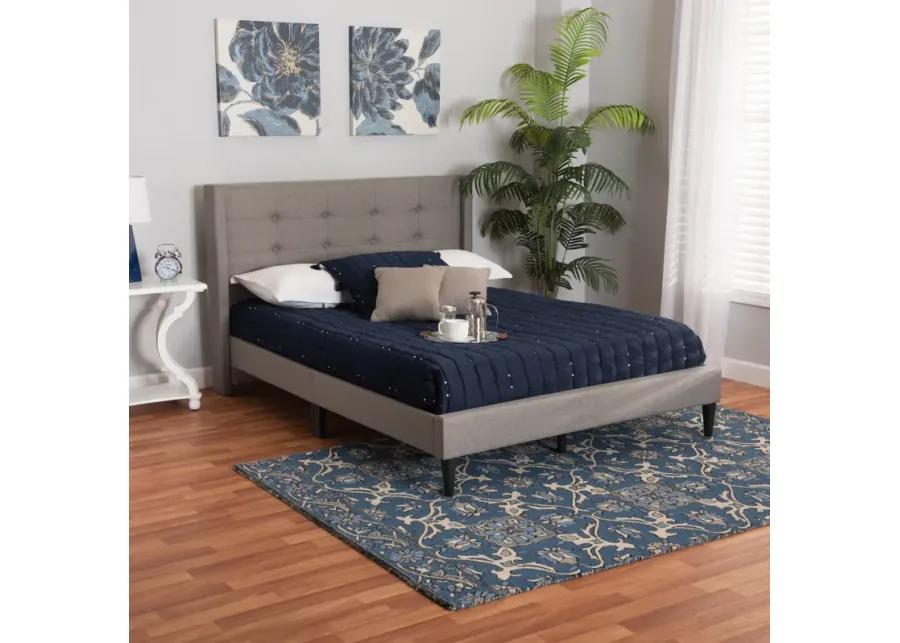 Baxton Studio Casol Mid-Century Modern Transitional Grey Fabric Upholstered Full Size Platform Bed